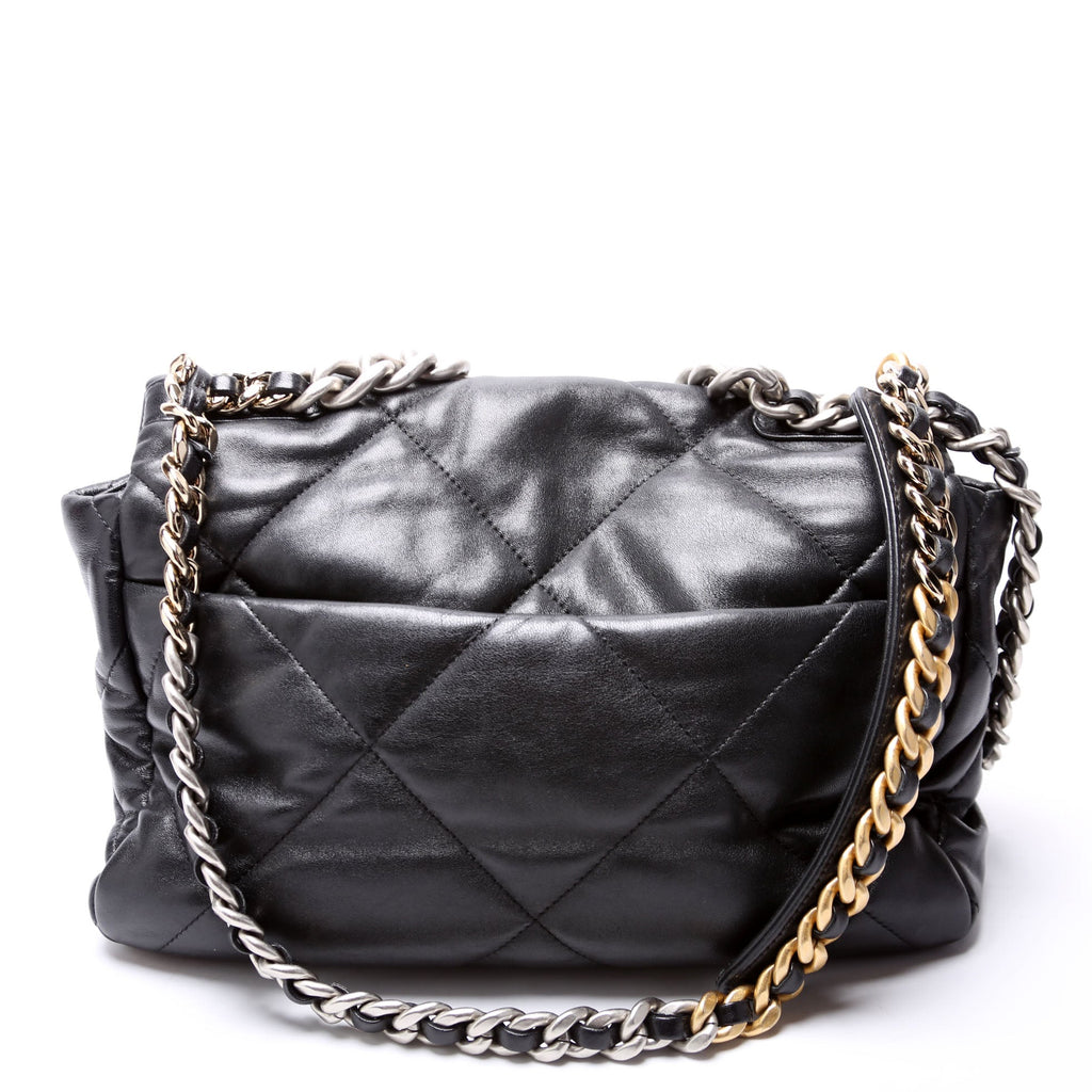 Quilted Goatskin 19 Large Flap RFID Black