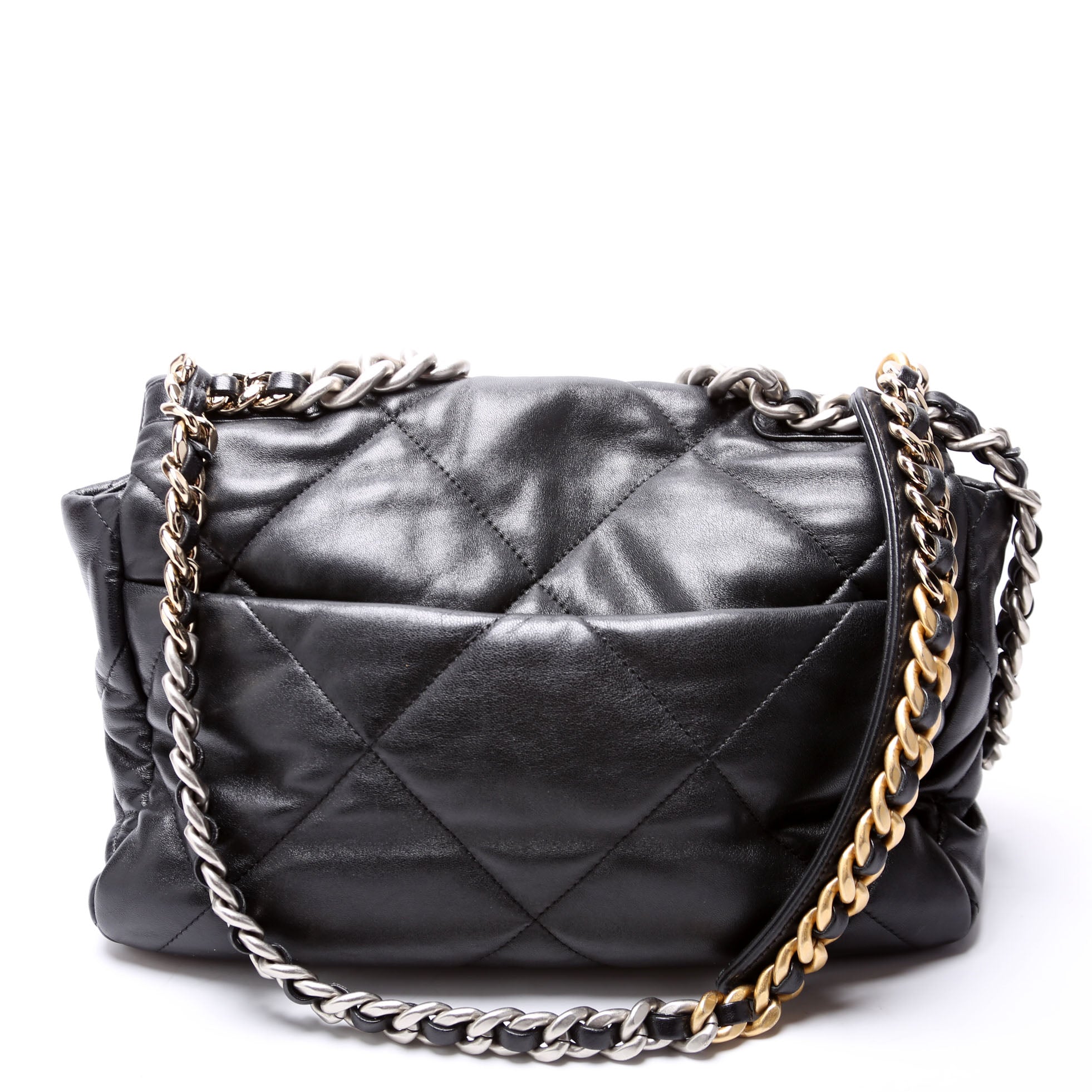 Quilted Goatskin 19 Large Flap RFID Black