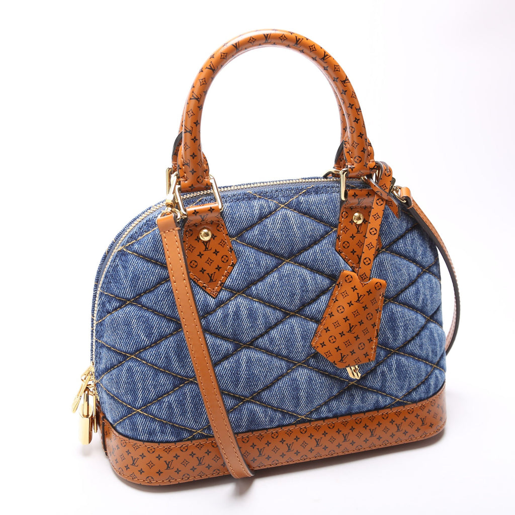 Alma BB Malletage Monogram Denim Blue/Brown
