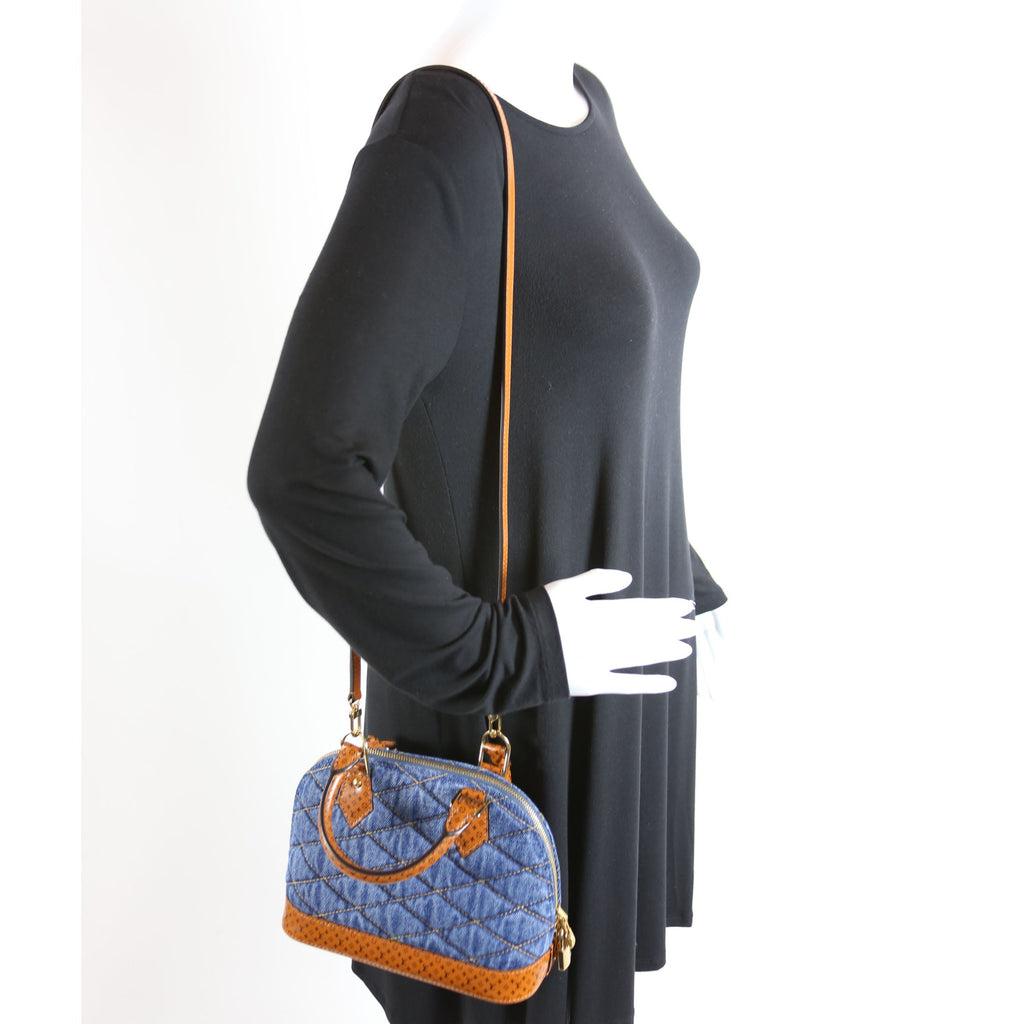 Alma BB Malletage Monogram Denim Blue/Brown