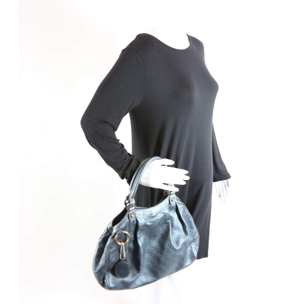 211944 Sukey GG Leather Medium Blue