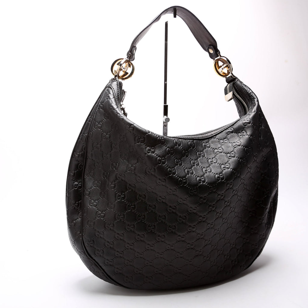 232945 Guccissima GG Twins Hobo Large Black