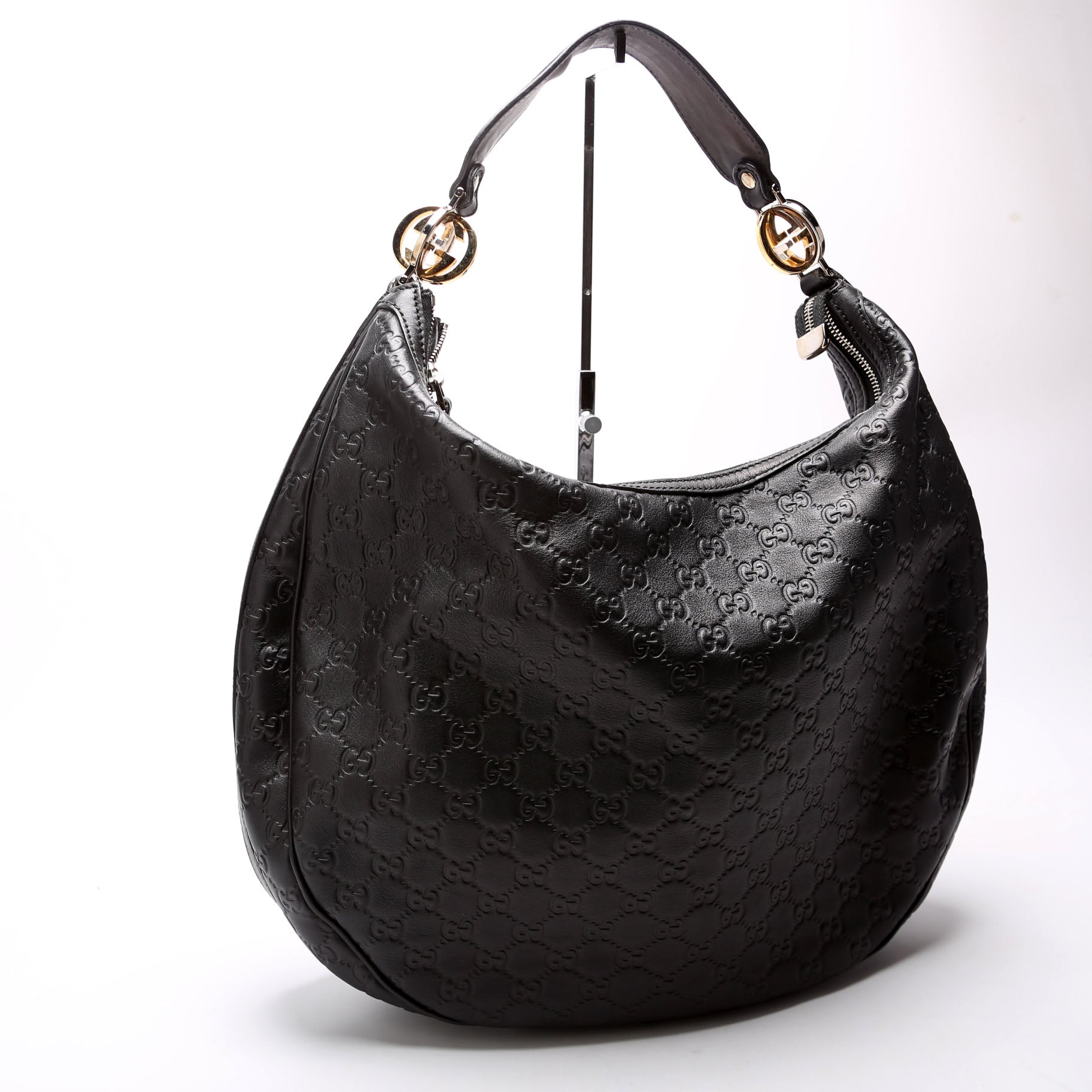 232945 Guccissima GG Twins Hobo Large Black