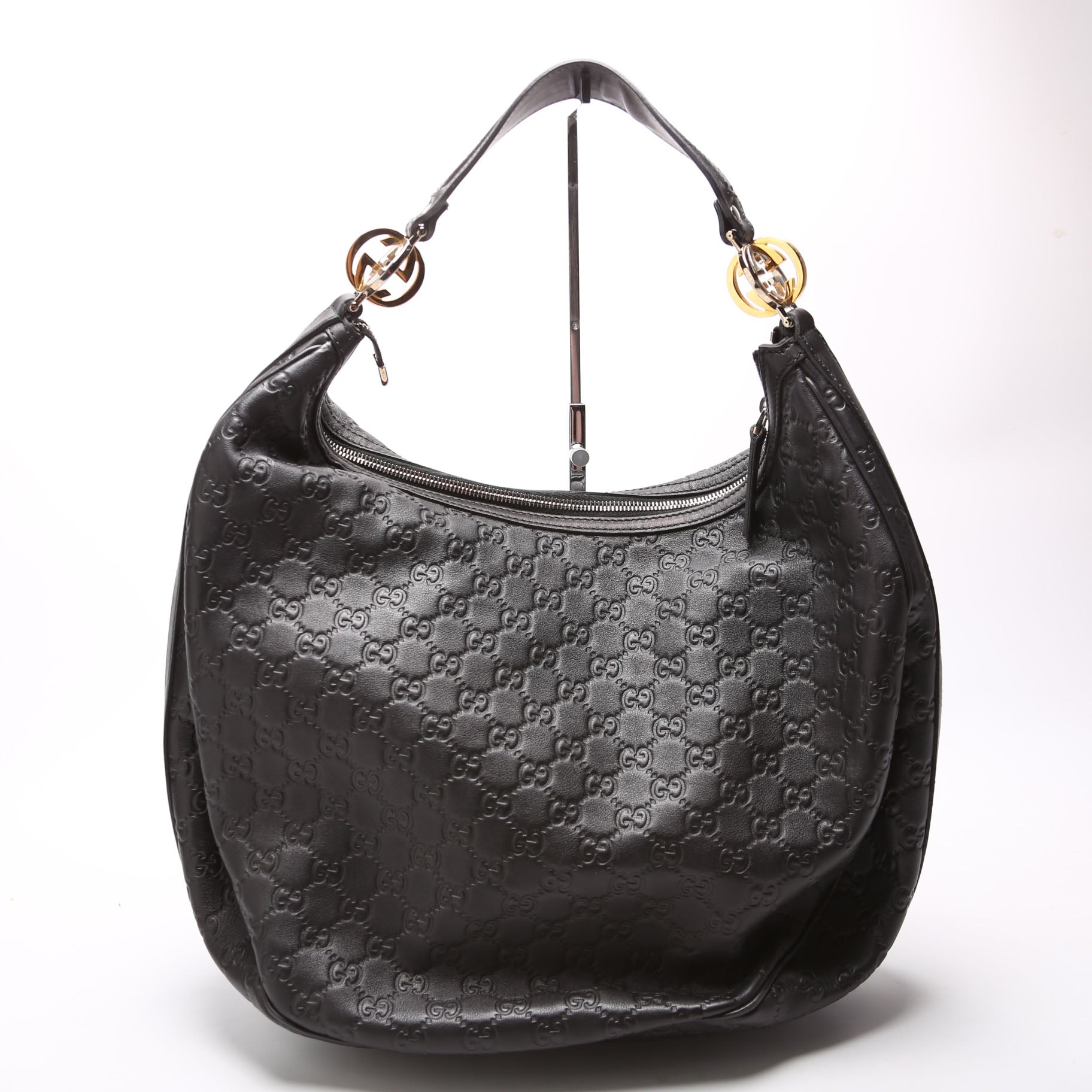 232945 Guccissima GG Twins Hobo Large Black