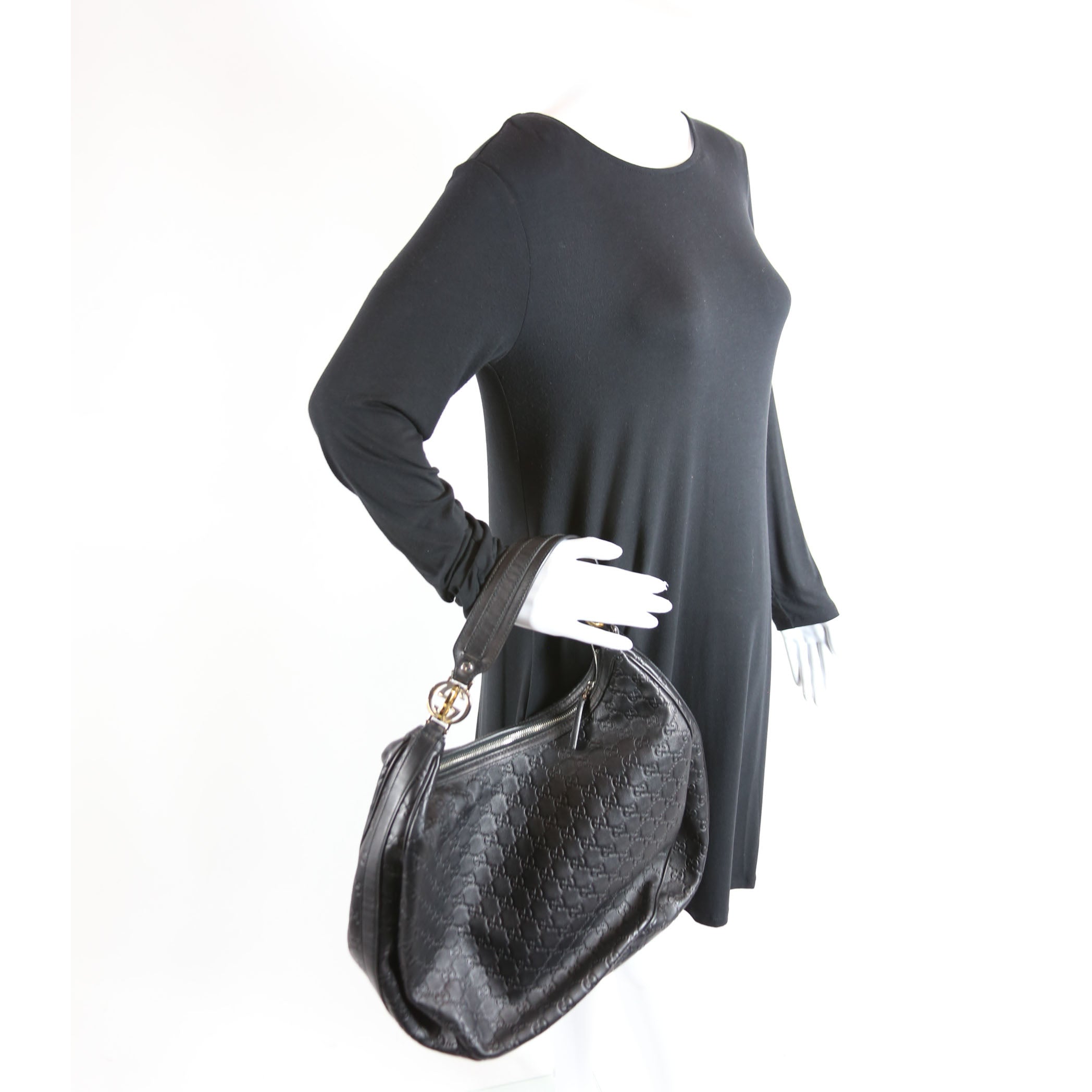 232945 Guccissima GG Twins Hobo Large Black