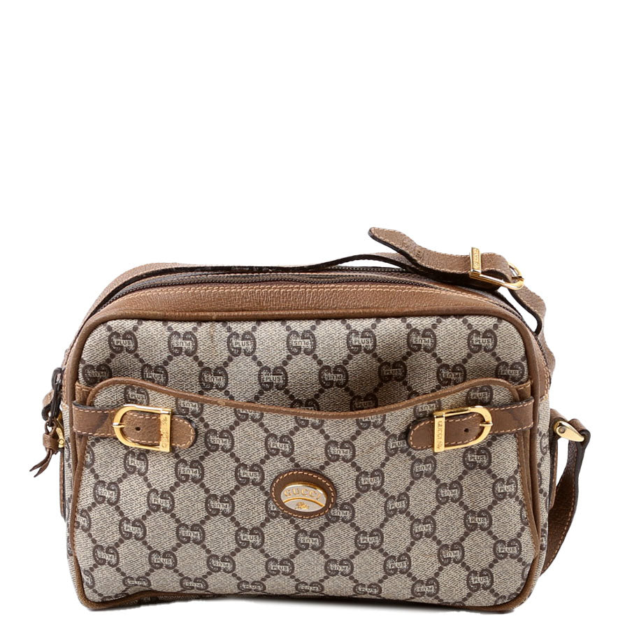 GG Plus Double Zip Shoulder Bag Vintage Brown