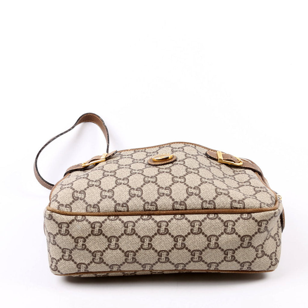 GG Plus Double Zip Shoulder Bag Vintage Brown