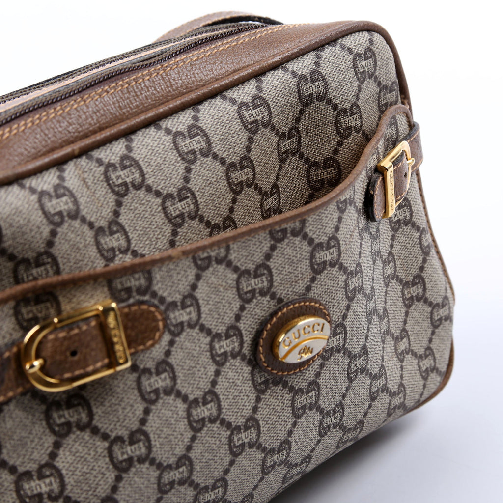 GG Plus Double Zip Shoulder Bag Vintage Brown