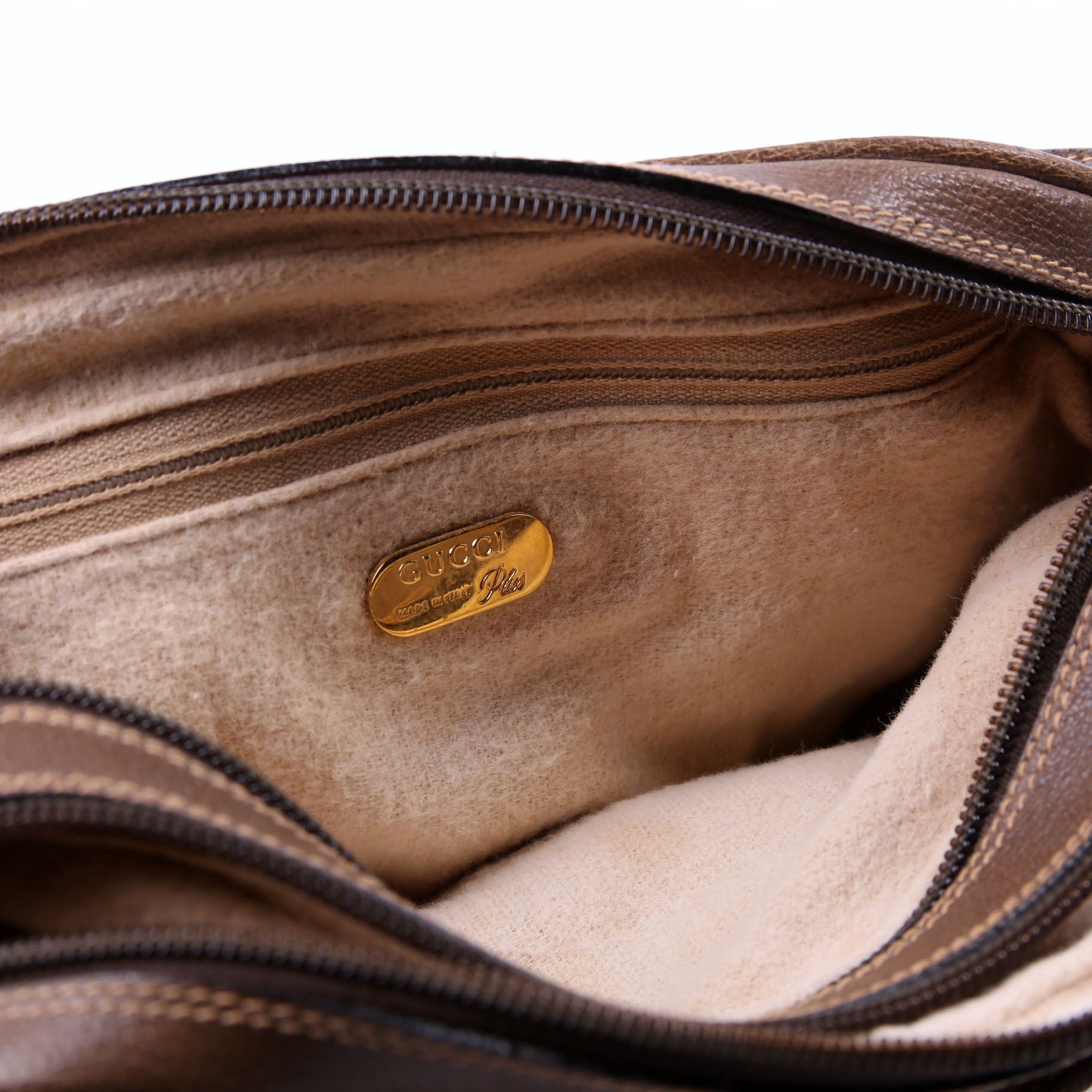 GG Plus Double Zip Shoulder Bag Vintage Brown