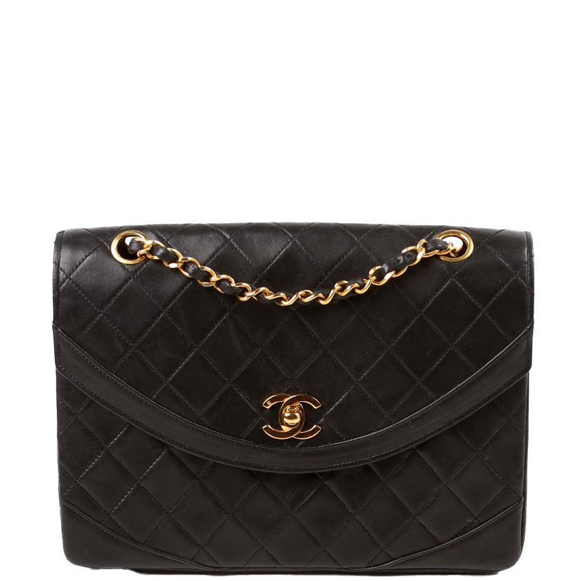 CC Flap Shoulder Bag Quilted Lambskin Vintage 0M