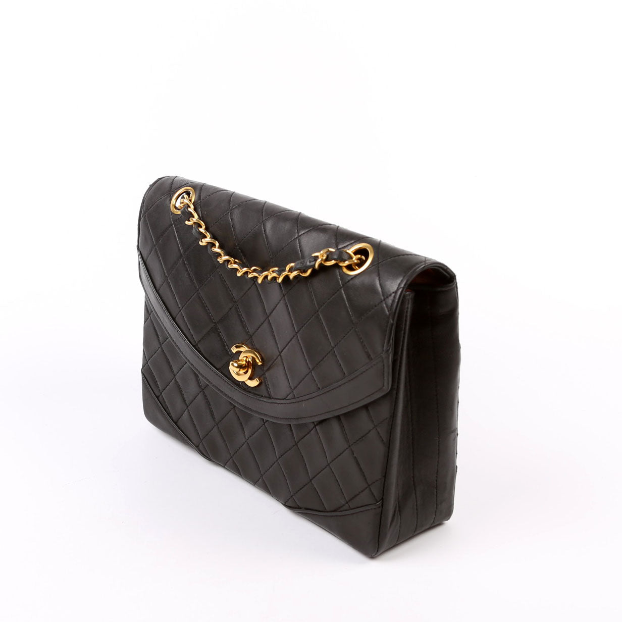CC Flap Shoulder Bag Quilted Lambskin Vintage 0M