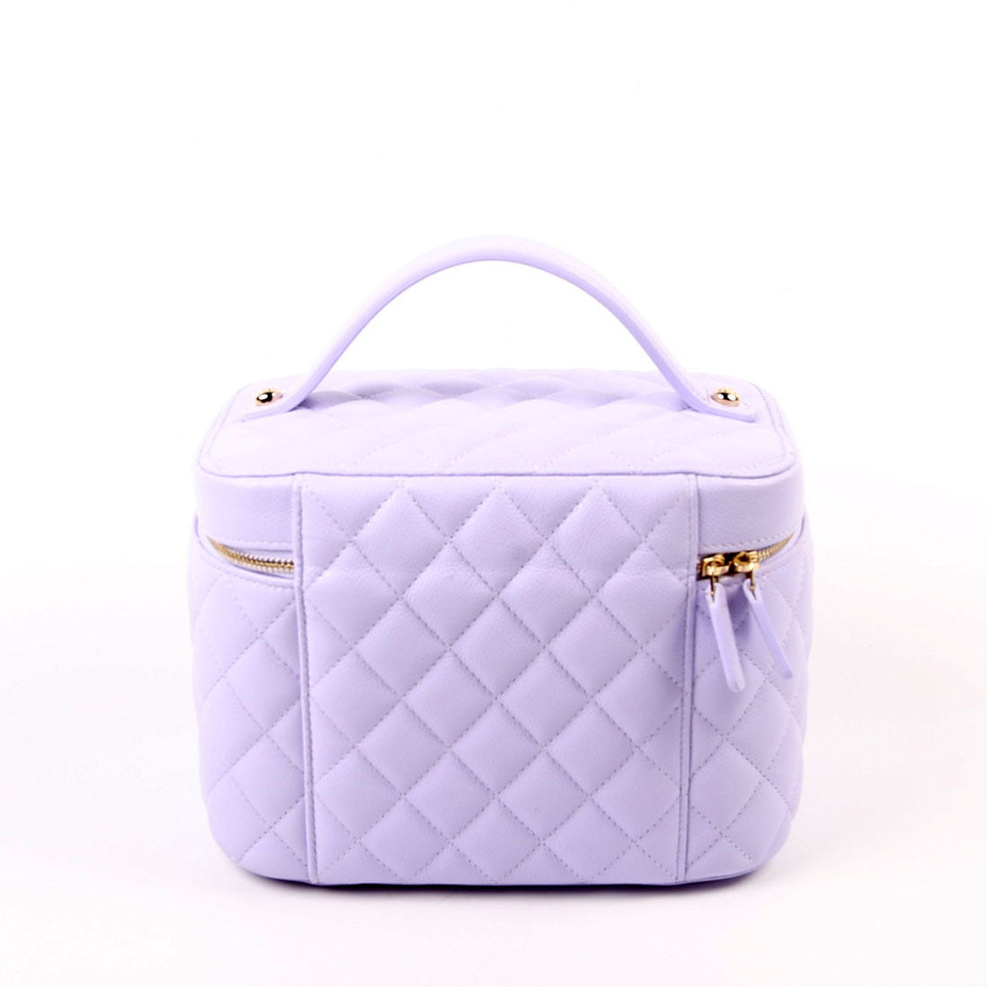 Vanity Pouch Large Quilted Caviar RFID Purple