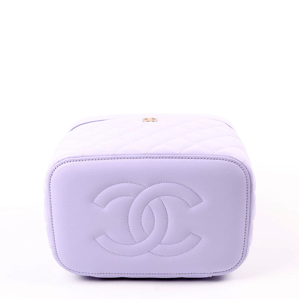 Vanity Pouch Large Quilted Caviar RFID Purple