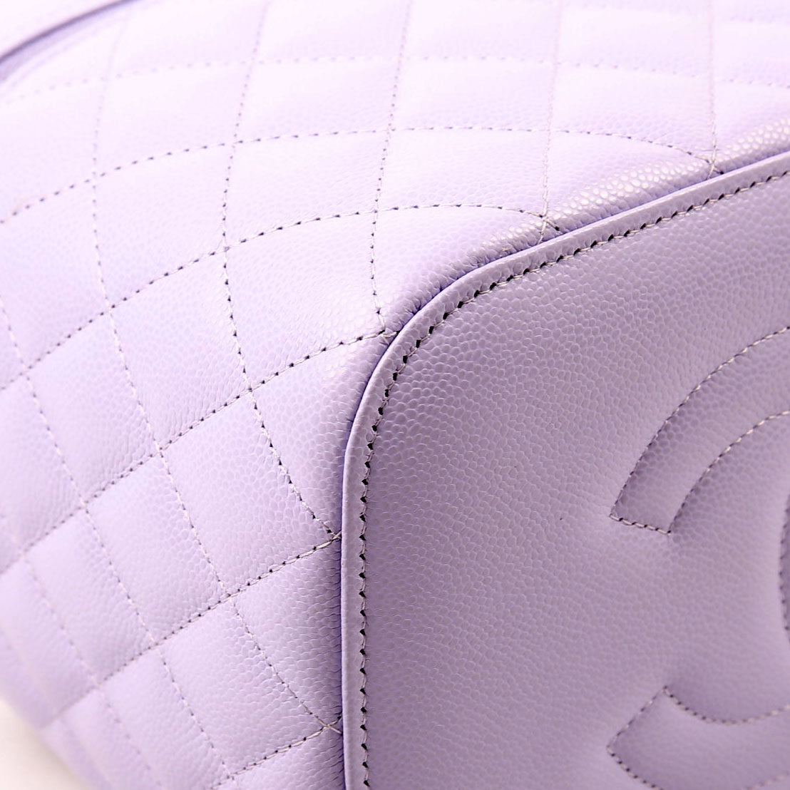 Vanity Pouch Large Quilted Caviar RFID Purple