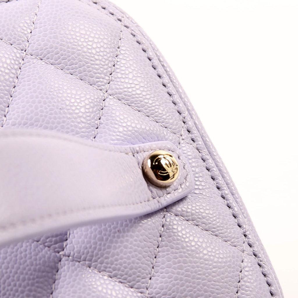 Vanity Pouch Large Quilted Caviar RFID Purple
