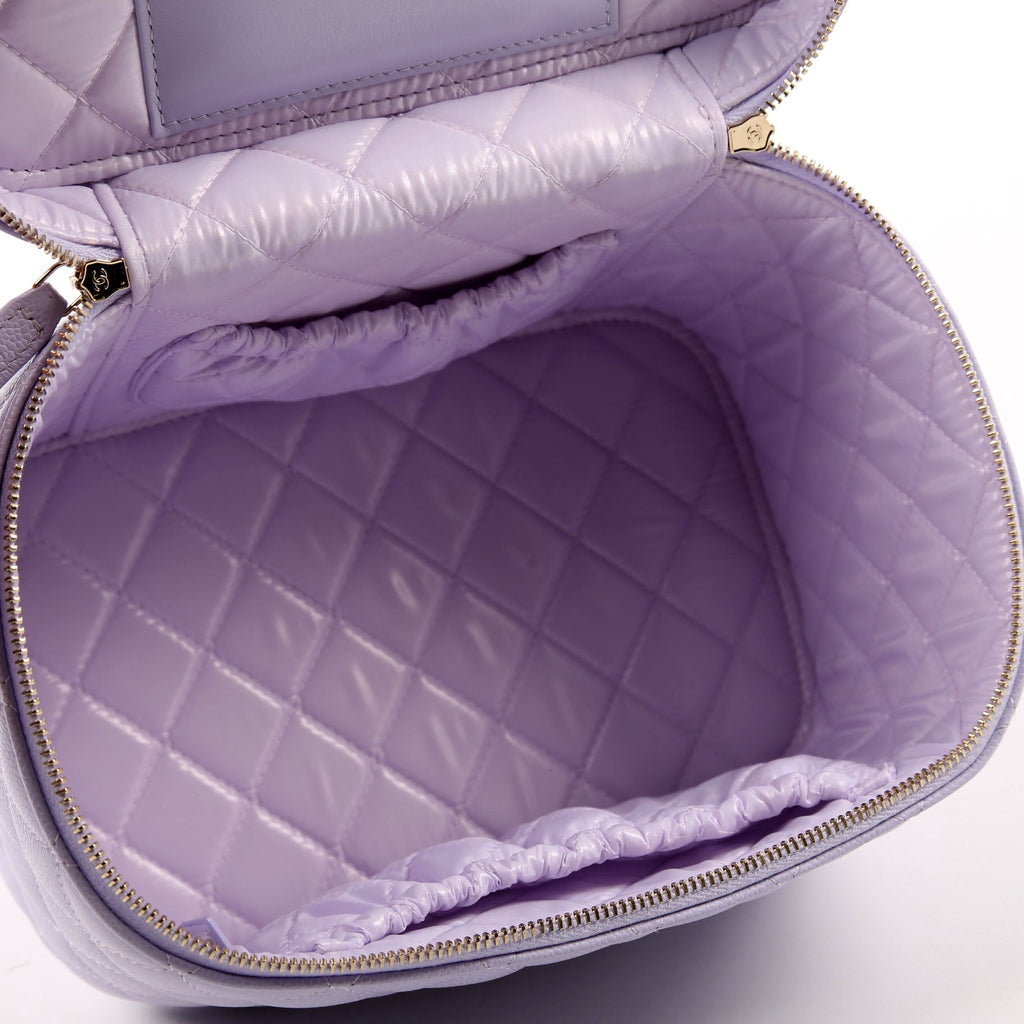 Vanity Pouch Large Quilted Caviar RFID Purple