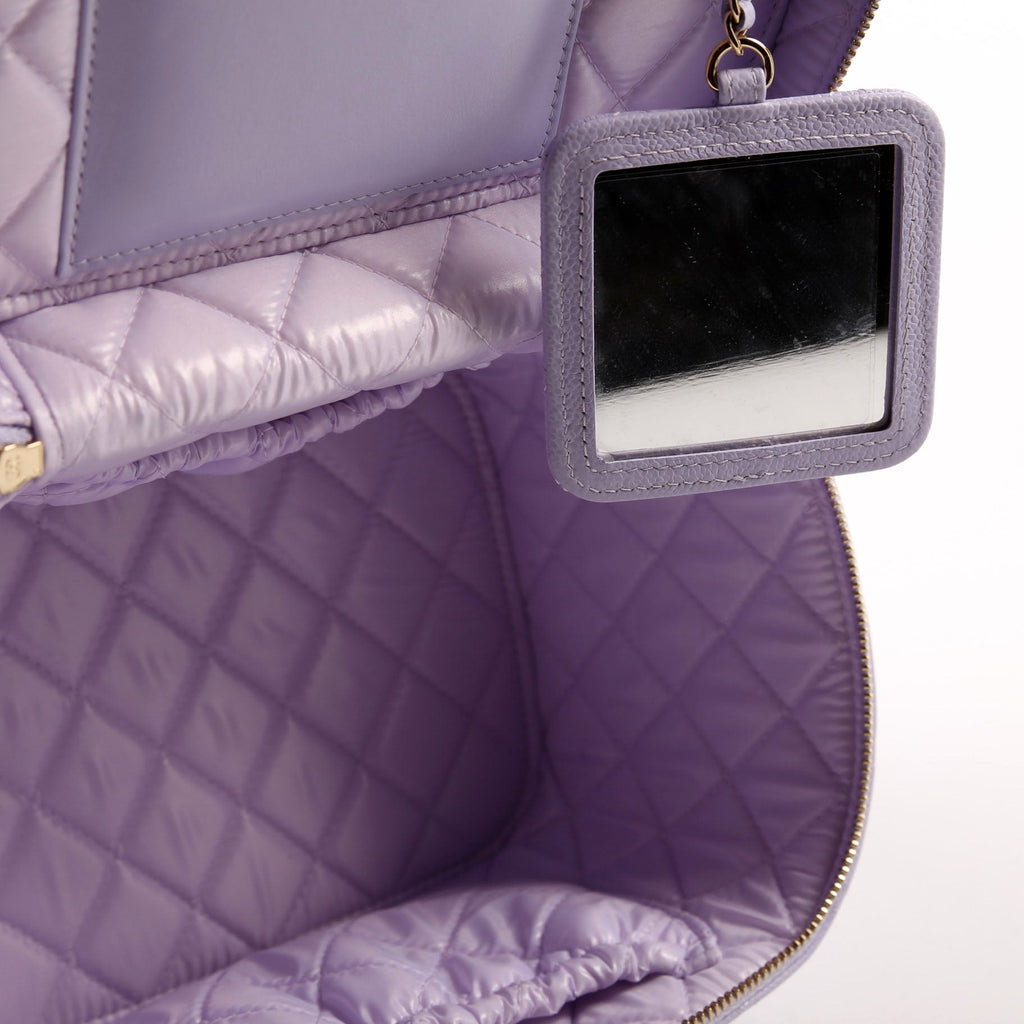 Vanity Pouch Large Quilted Caviar RFID Purple