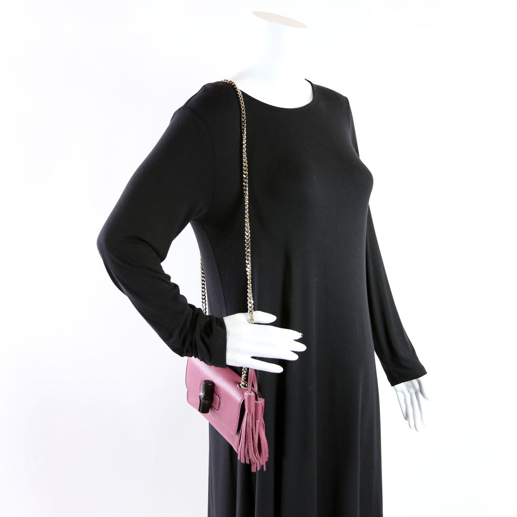 Gucci 387612 Miss Bamboo Tassel Chain Bag Purple