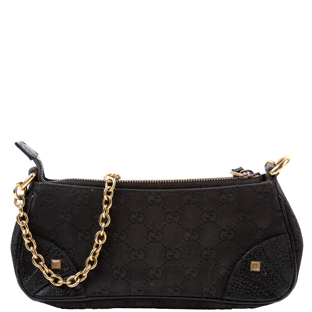 120940 GG Canvas Horsebit Nail Pochette Black