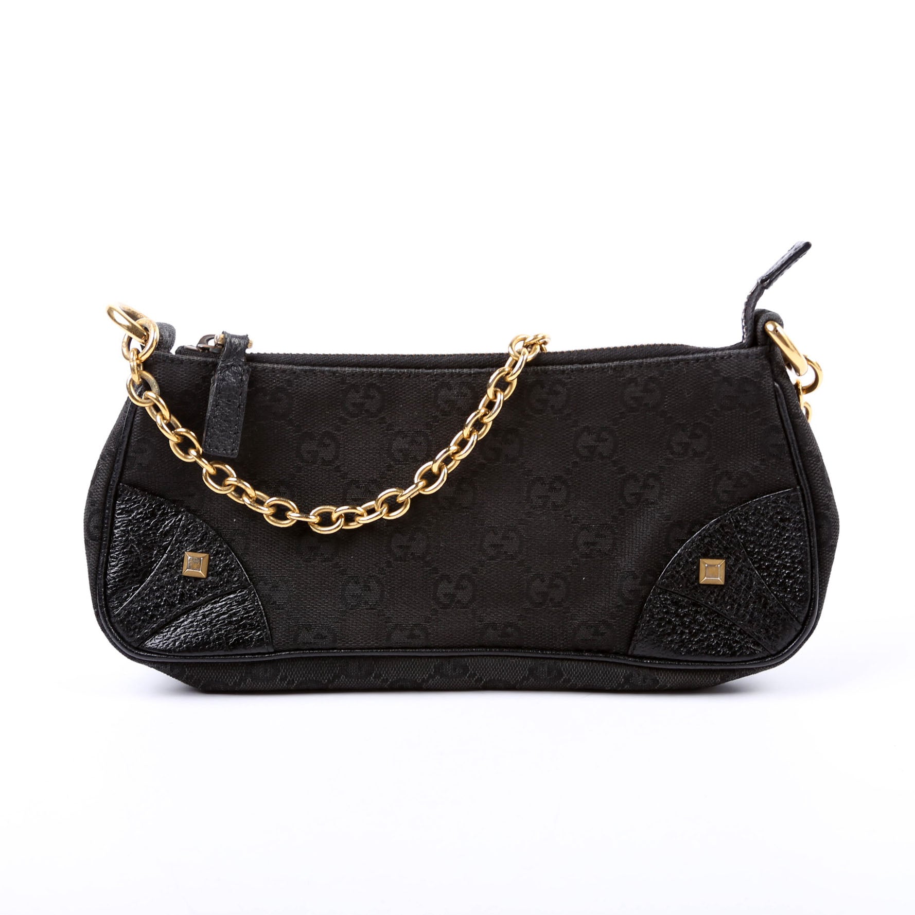 120940 GG Canvas Horsebit Nail Pochette Black