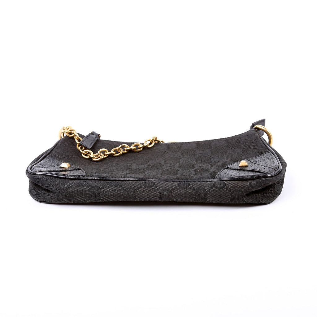 120940 GG Canvas Horsebit Nail Pochette Black
