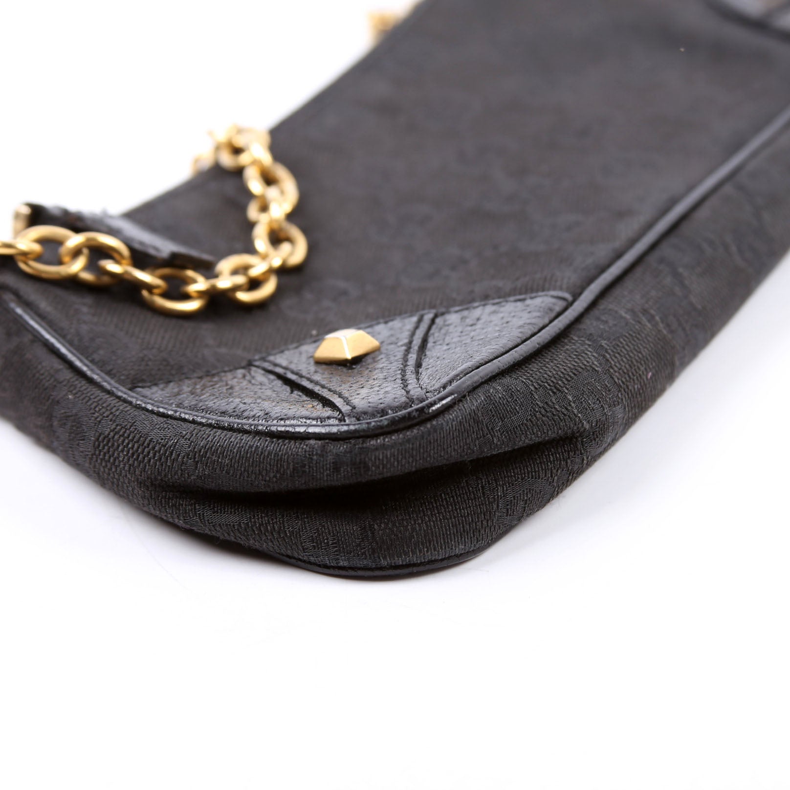 120940 GG Canvas Horsebit Nail Pochette Black