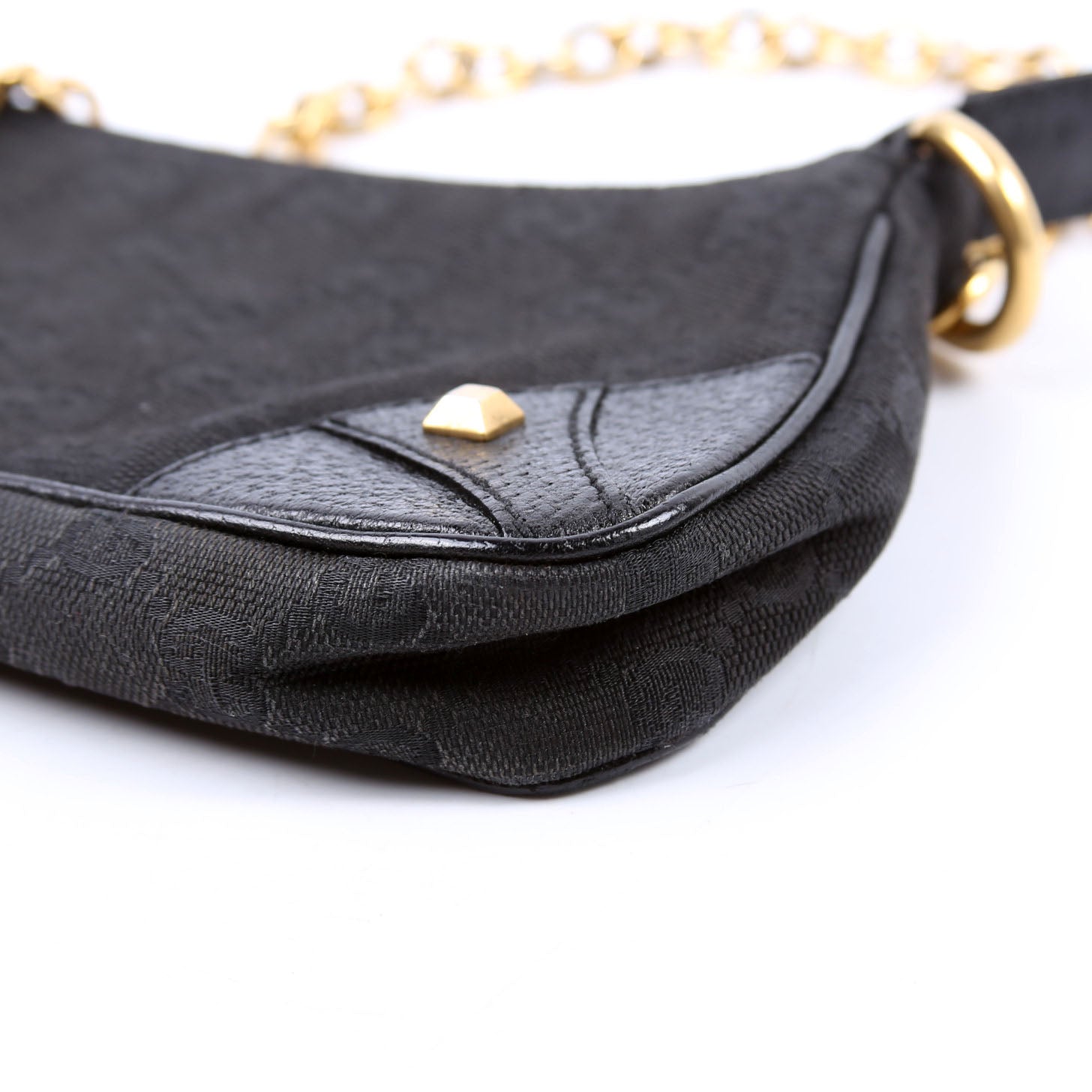 120940 GG Canvas Horsebit Nail Pochette Black