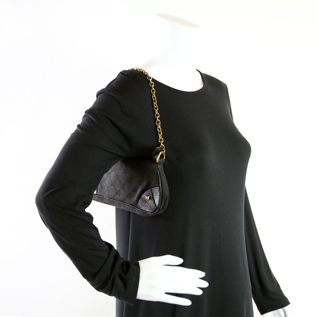 120940 GG Canvas Horsebit Nail Pochette Black
