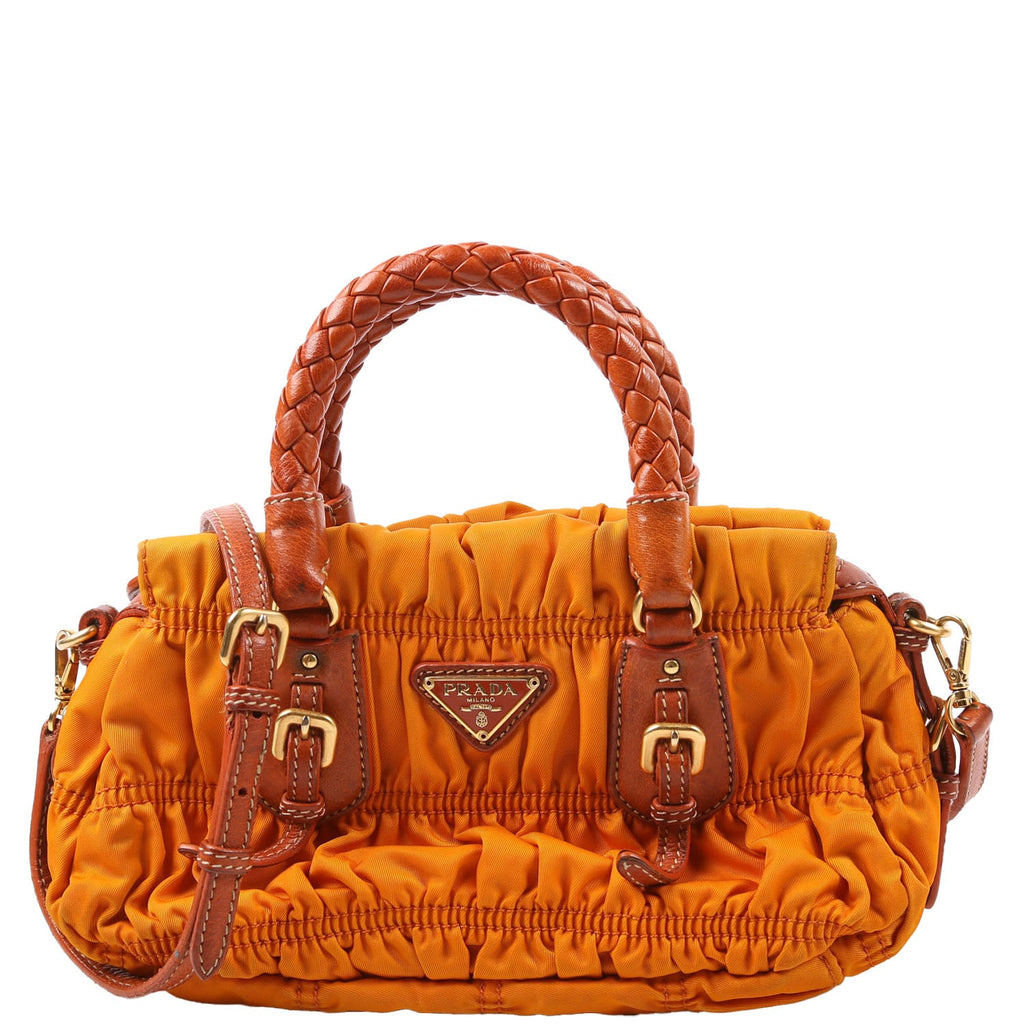 Gaufre Nylon Mini Shopping Satchel Orange