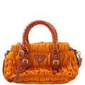 Gaufre Nylon Mini Shopping Satchel Orange