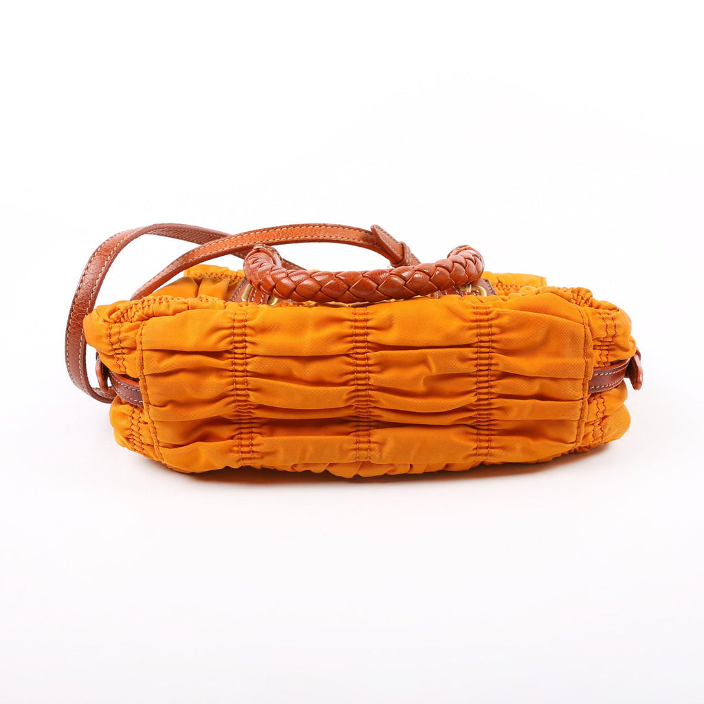 Gaufre Nylon Mini Shopping Satchel Orange