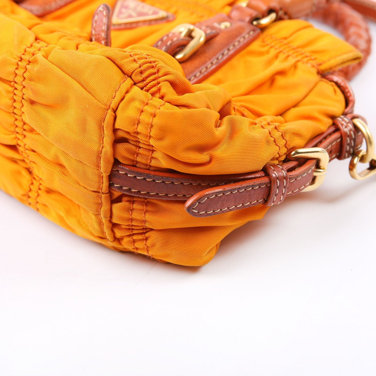 Gaufre Nylon Mini Shopping Satchel Orange