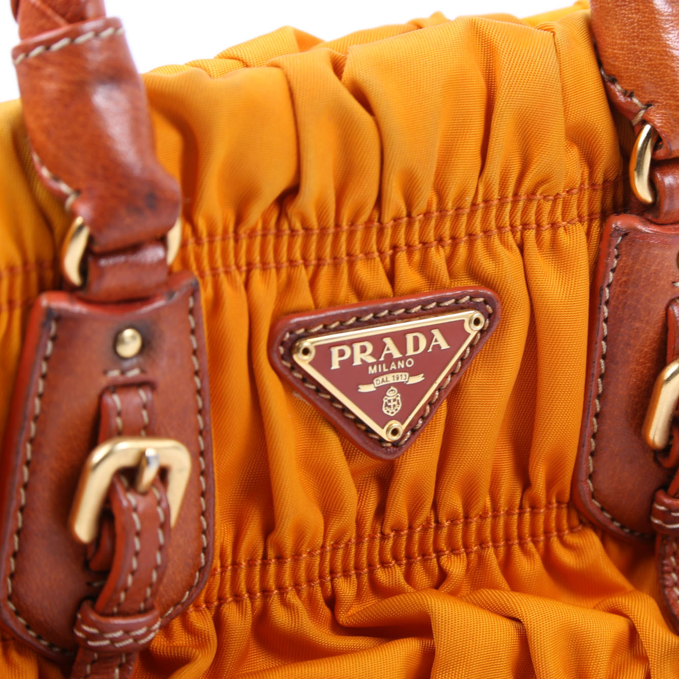 Gaufre Nylon Mini Shopping Satchel Orange