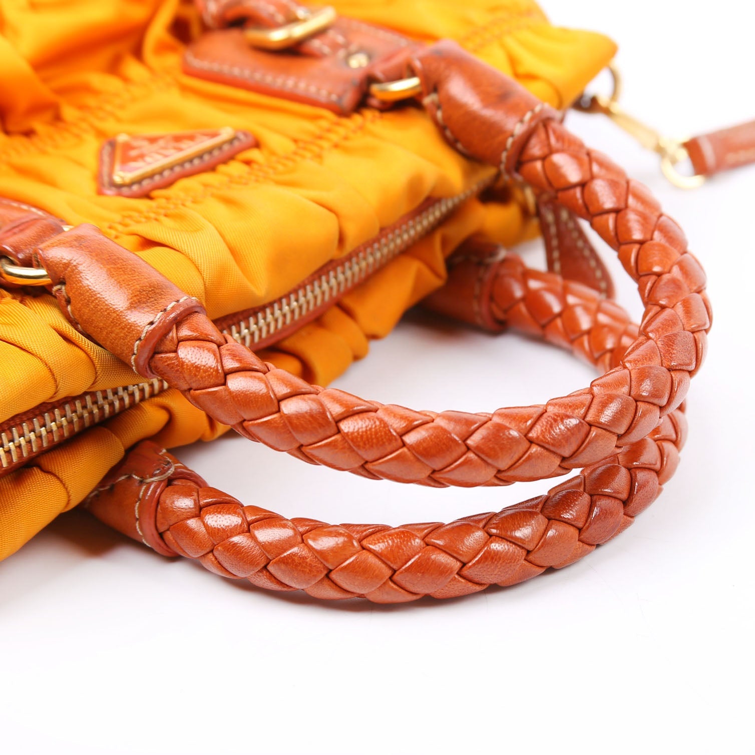 Gaufre Nylon Mini Shopping Satchel Orange