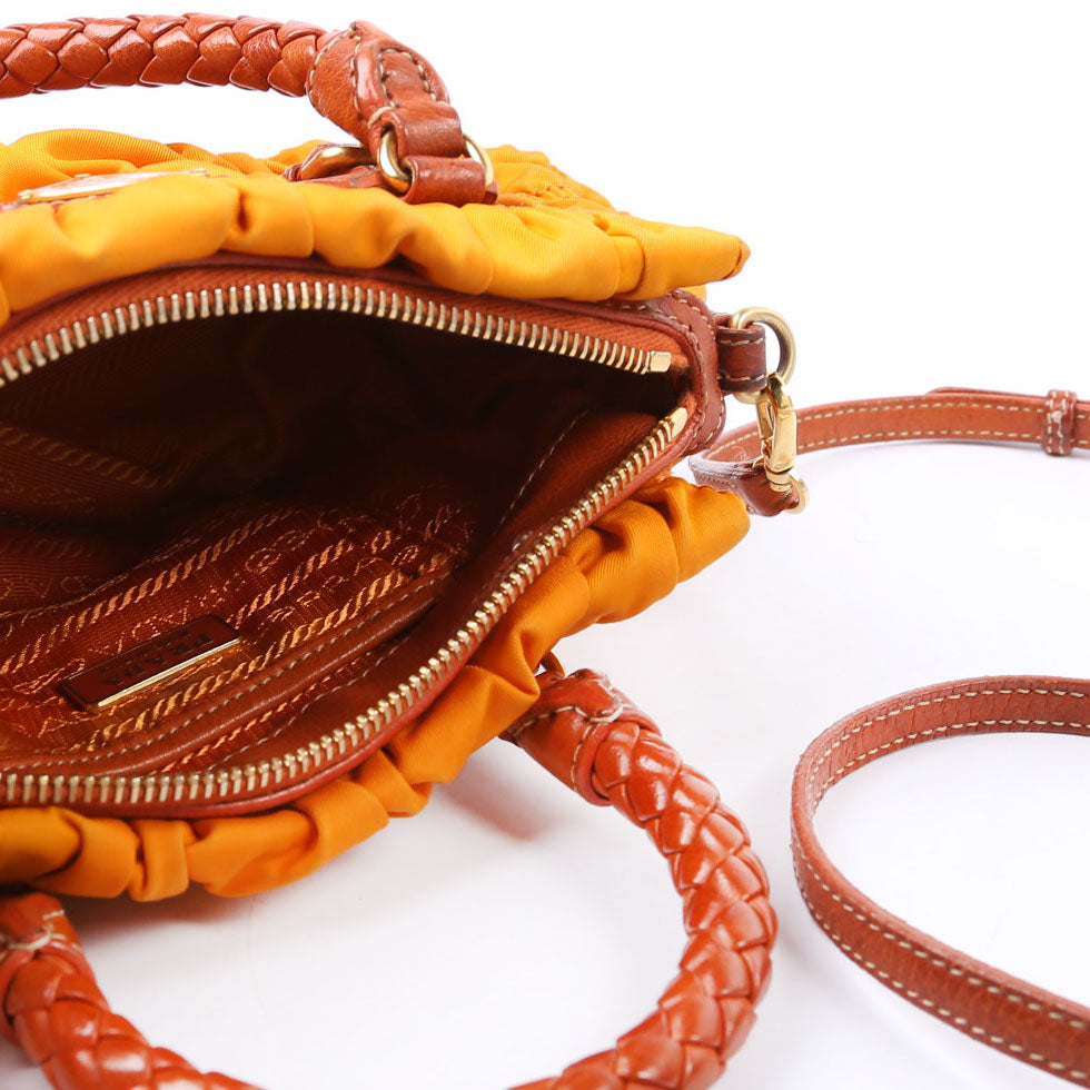 Gaufre Nylon Mini Shopping Satchel Orange