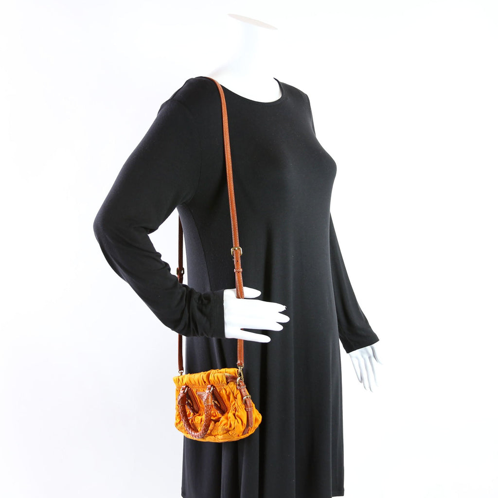 Gaufre Nylon Mini Shopping Satchel Orange