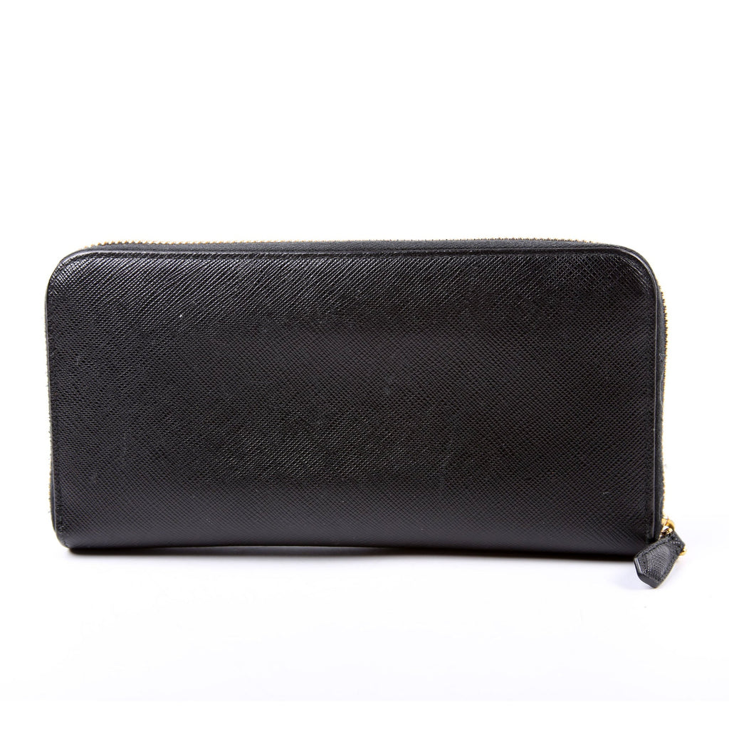 Saffiano Bow Zip Around Wallet 1M0506L Black