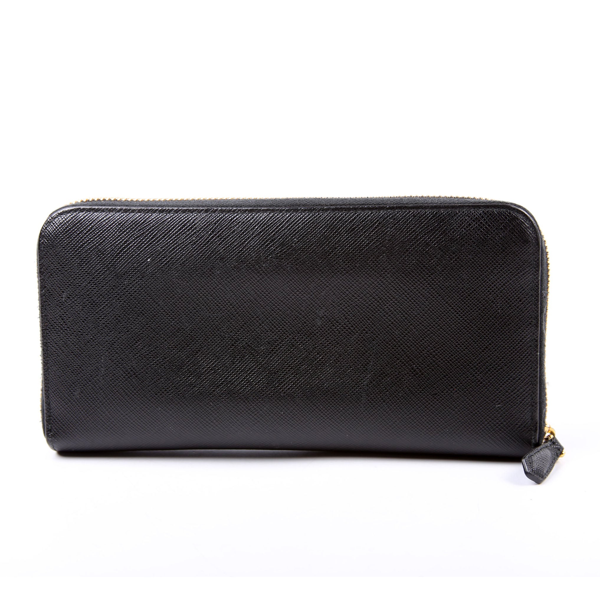 Saffiano Bow Zip Around Wallet 1M0506L Black