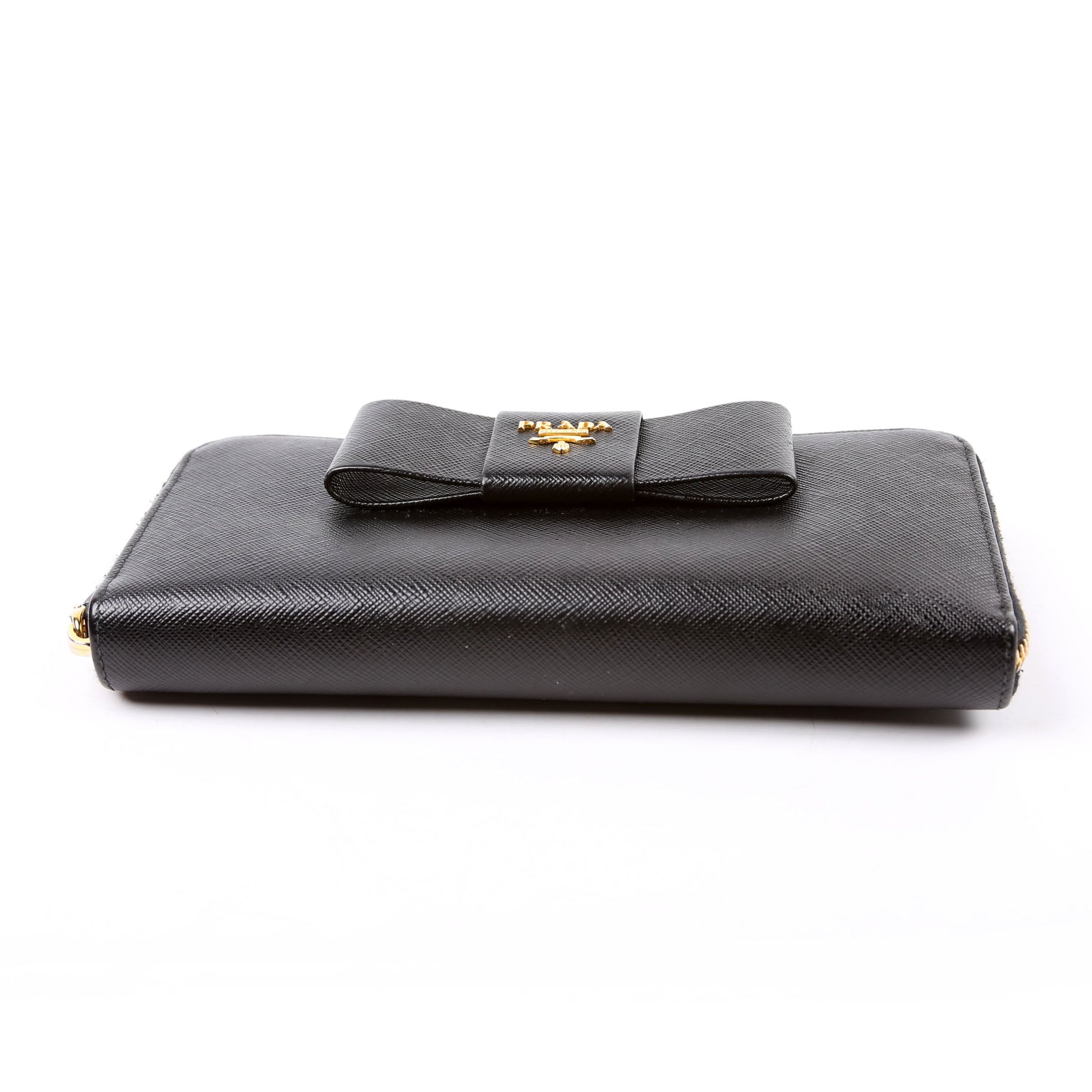 Saffiano Bow Zip Around Wallet 1M0506L Black