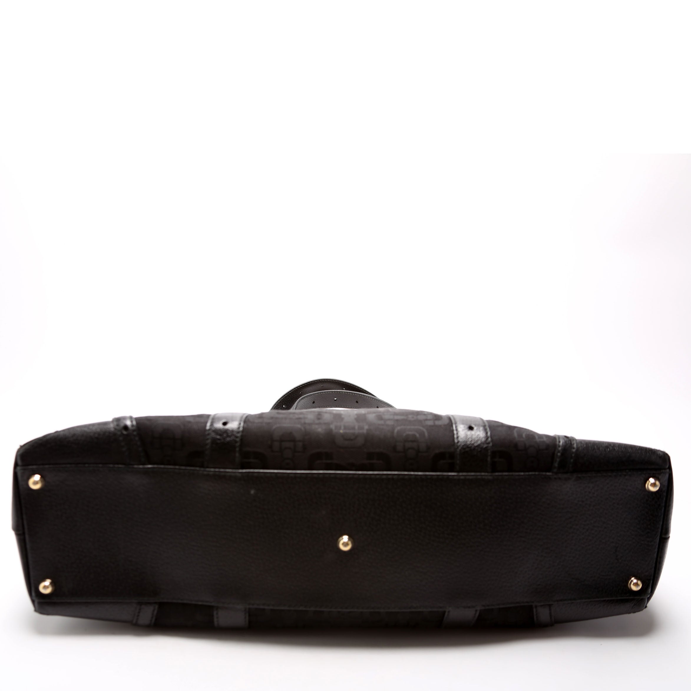 Gucci 145769 Horsebit Canvas/Leather Shoulder Bag Black