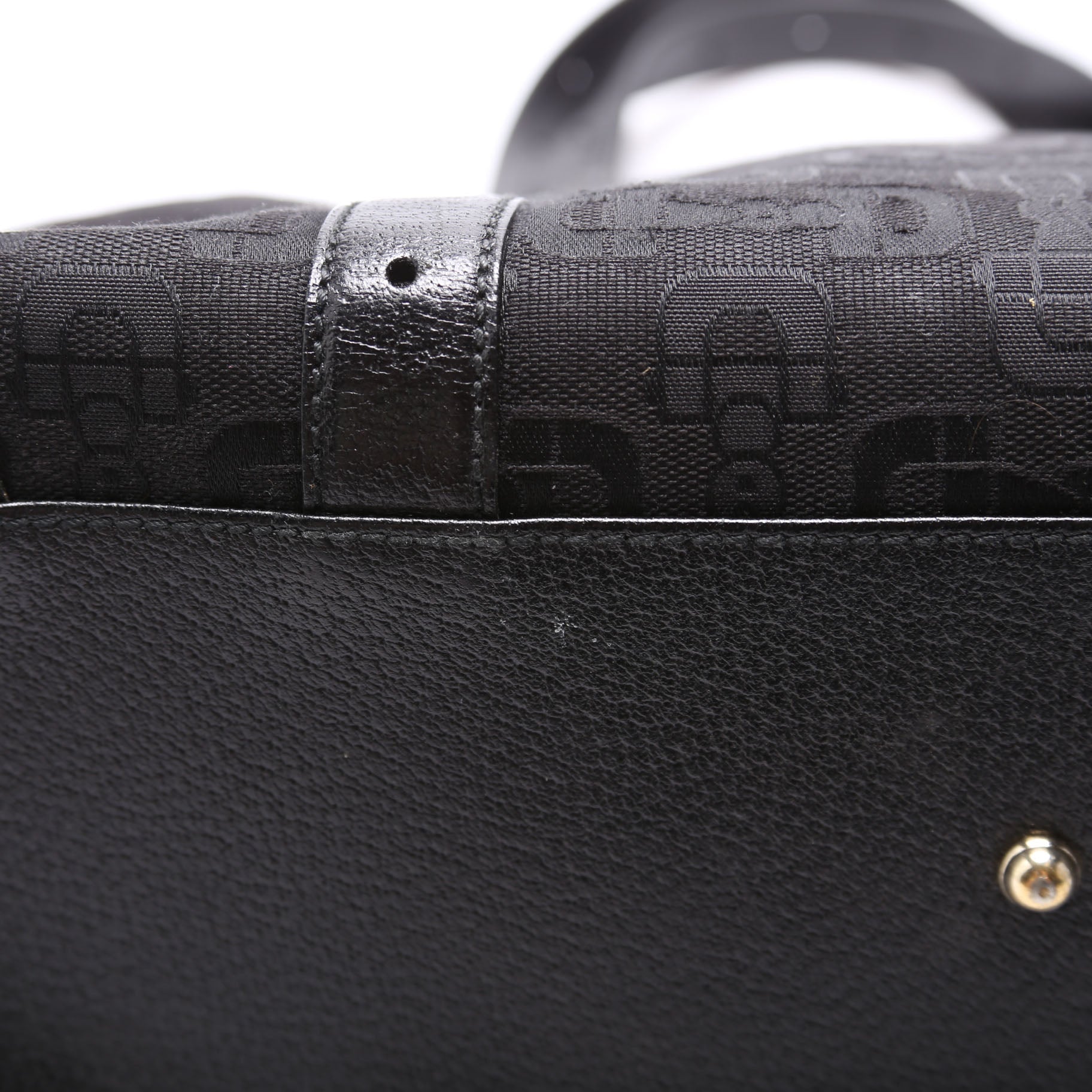 Gucci 145769 Horsebit Canvas/Leather Shoulder Bag Black