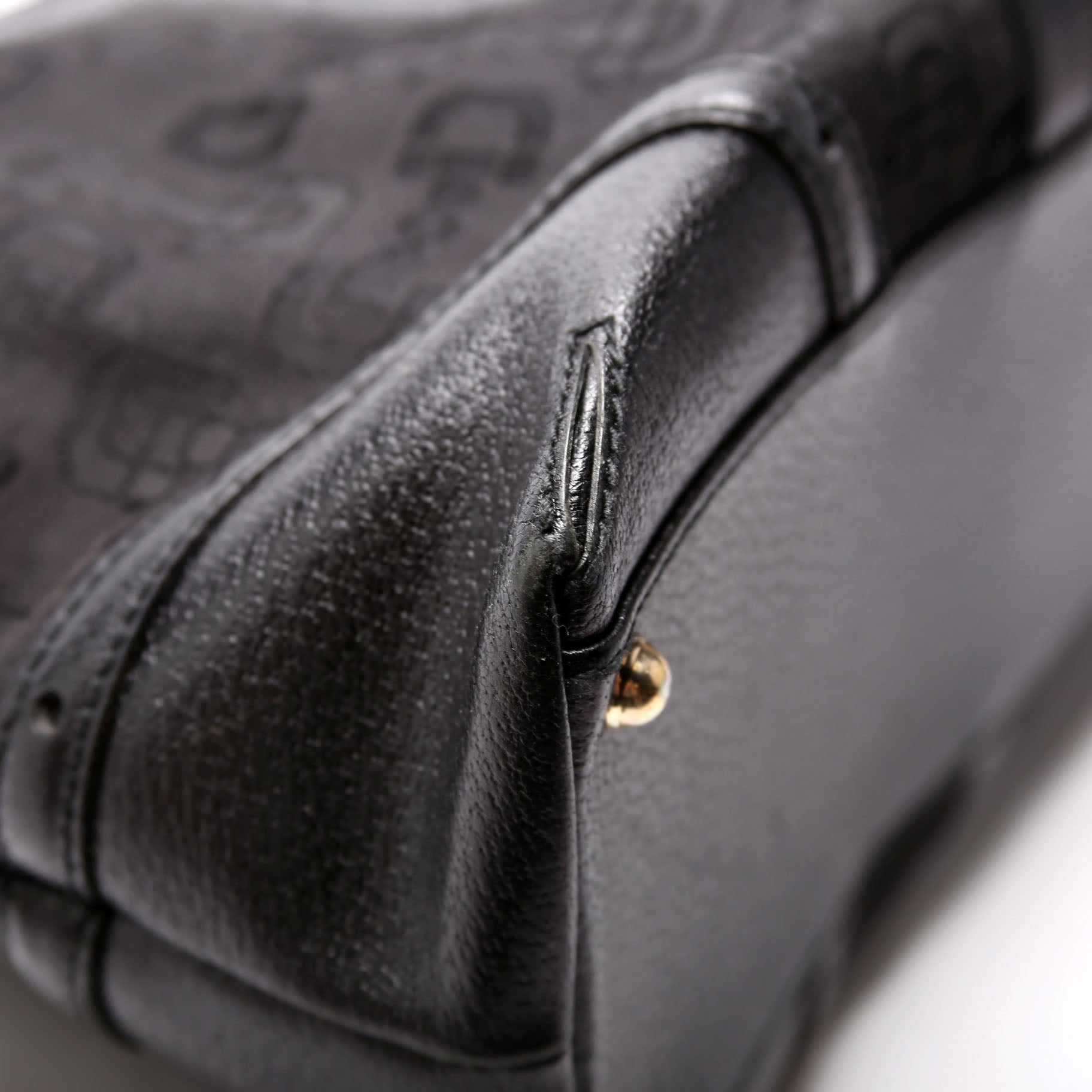 Gucci 145769 Horsebit Canvas/Leather Shoulder Bag Black