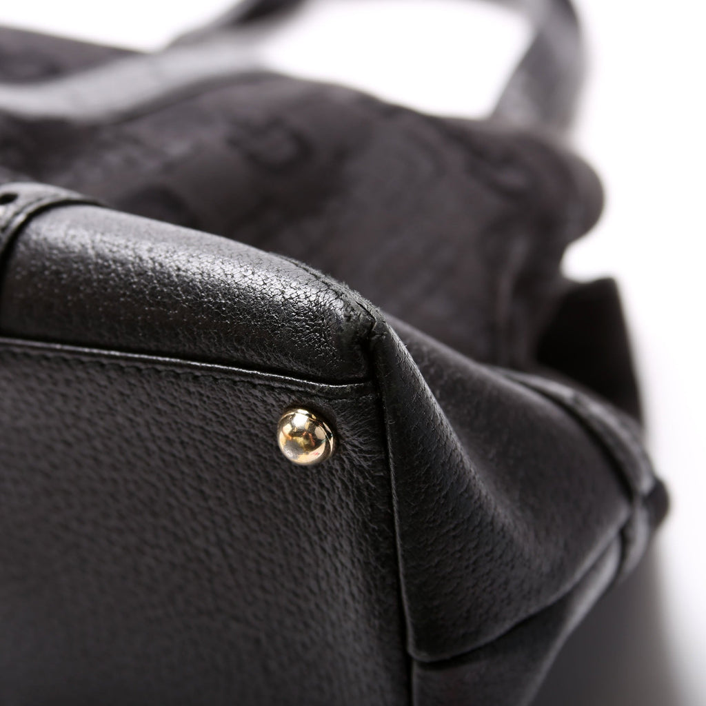 Gucci 145769 Horsebit Canvas/Leather Shoulder Bag Black