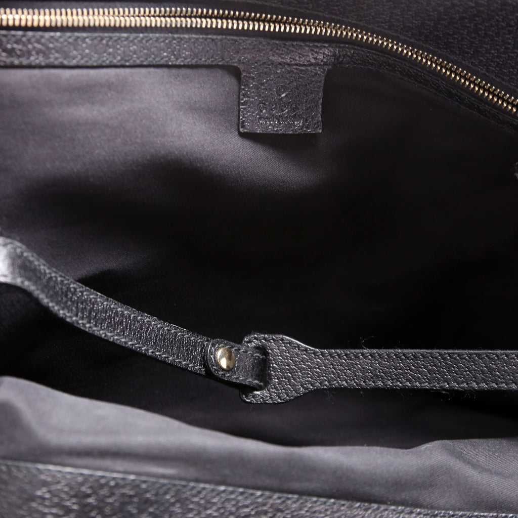 Gucci 145769 Horsebit Canvas/Leather Shoulder Bag Black