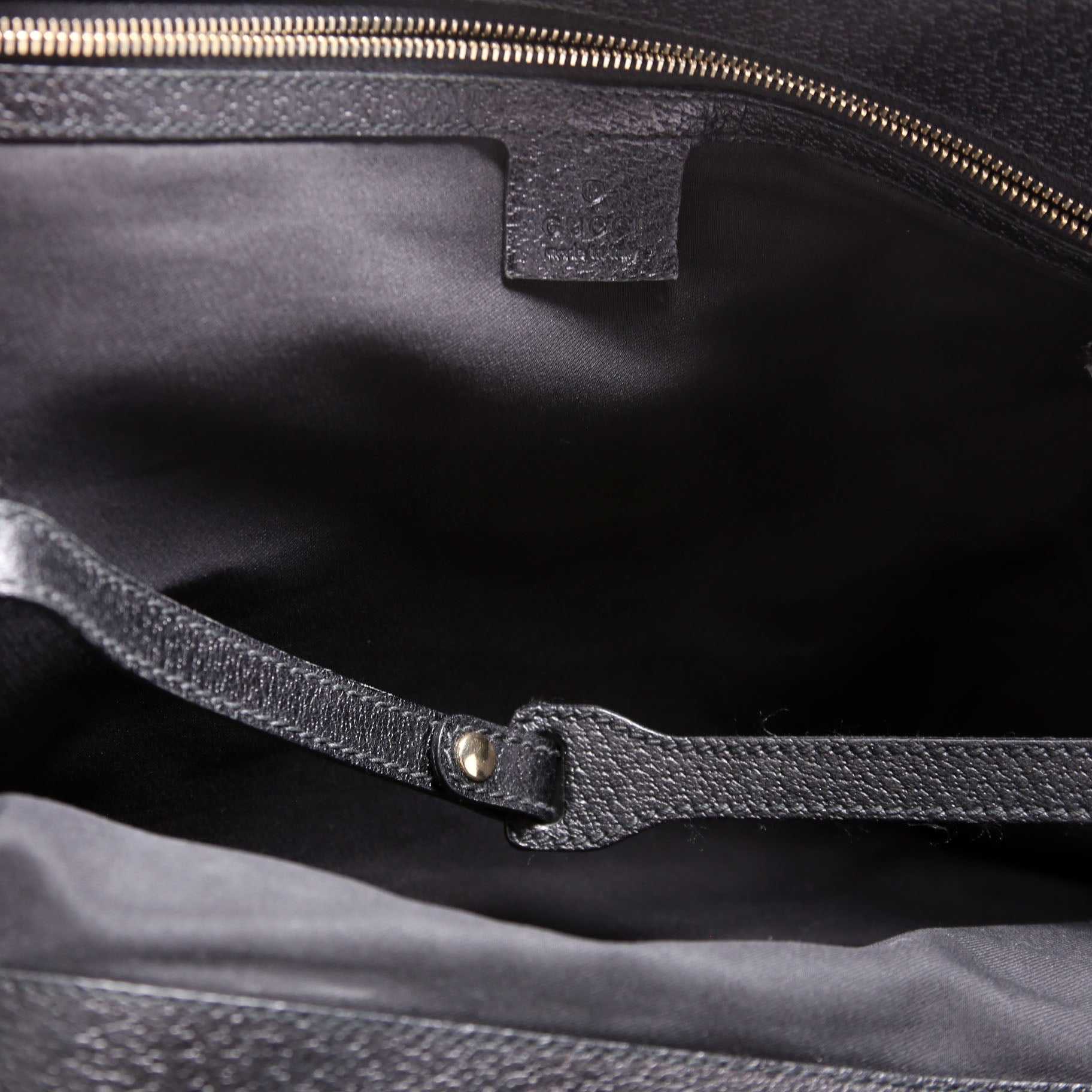 Gucci 145769 Horsebit Canvas/Leather Shoulder Bag Black
