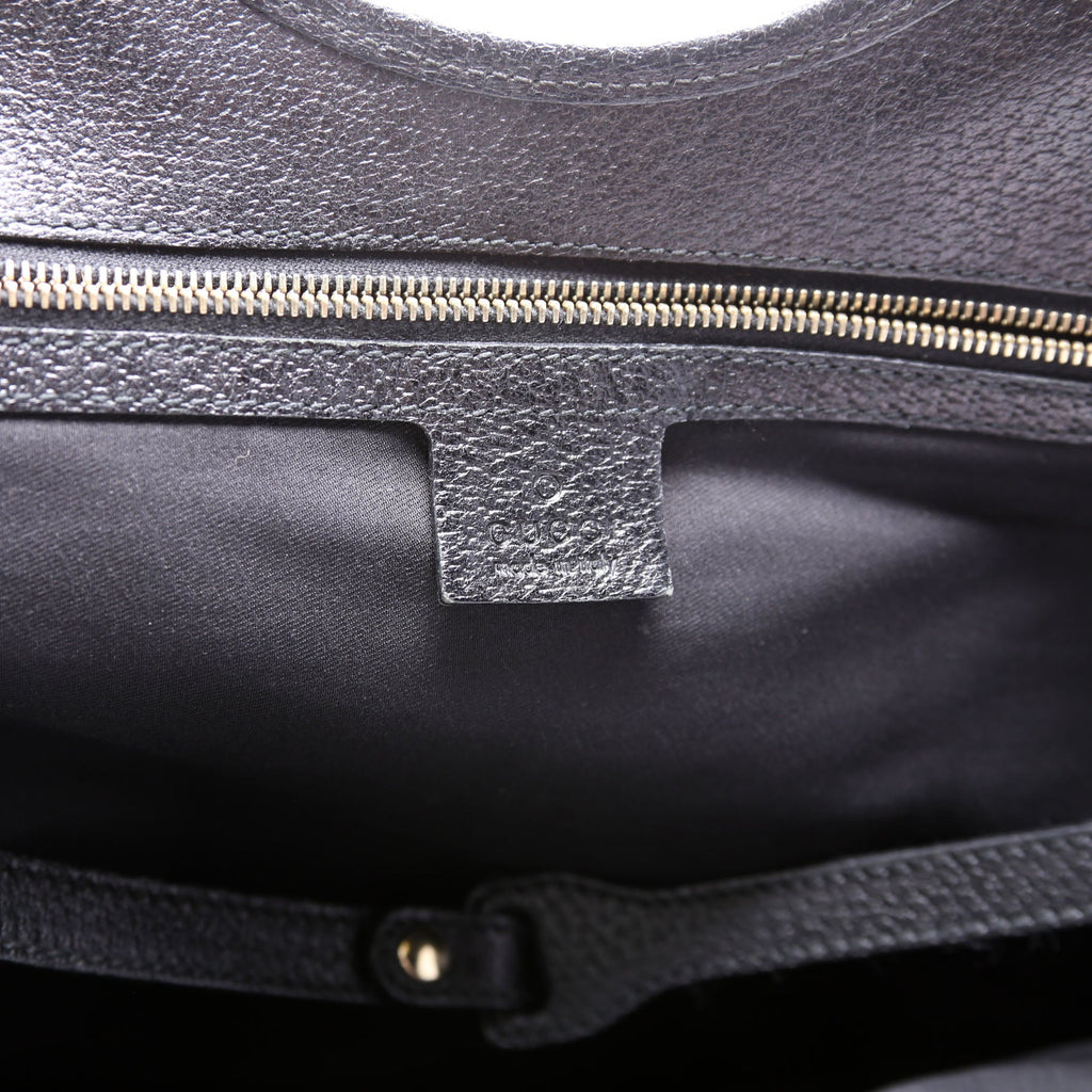 Gucci 145769 Horsebit Canvas/Leather Shoulder Bag Black