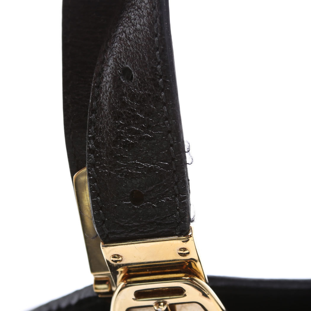 Gucci 145769 Horsebit Canvas/Leather Shoulder Bag Black