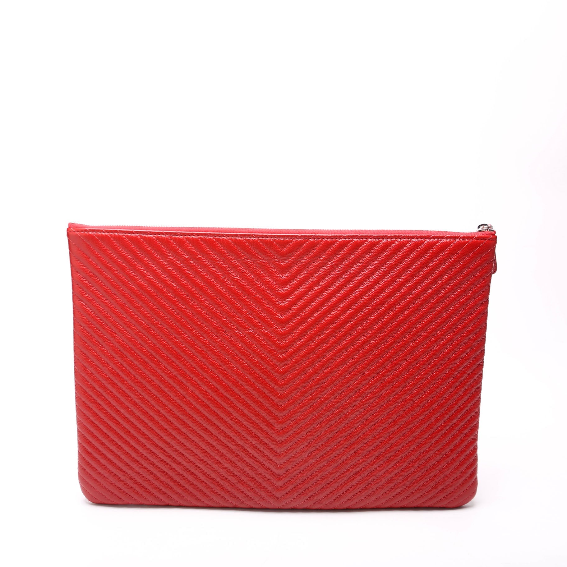 O Case Medium Caviar Chevron Red