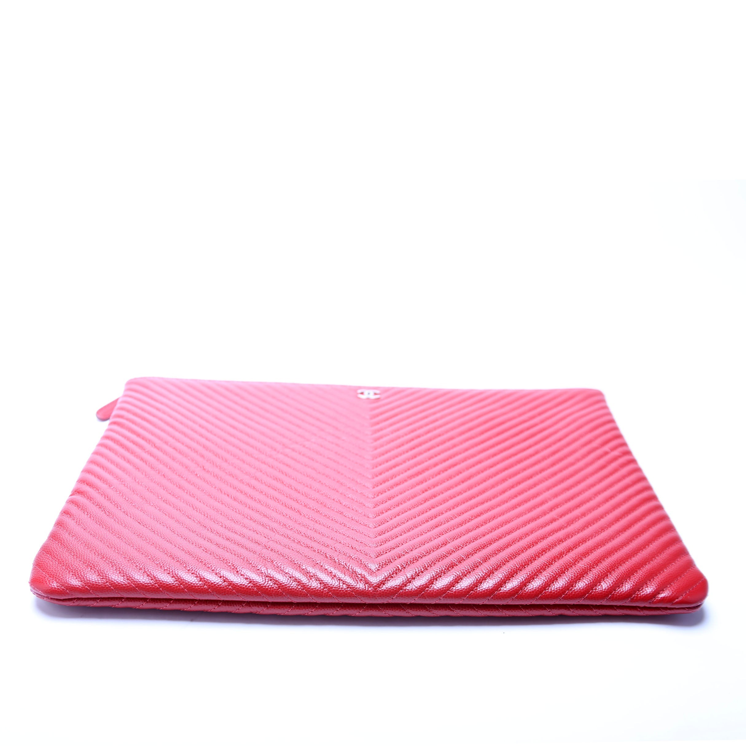 O Case Medium Caviar Chevron Red