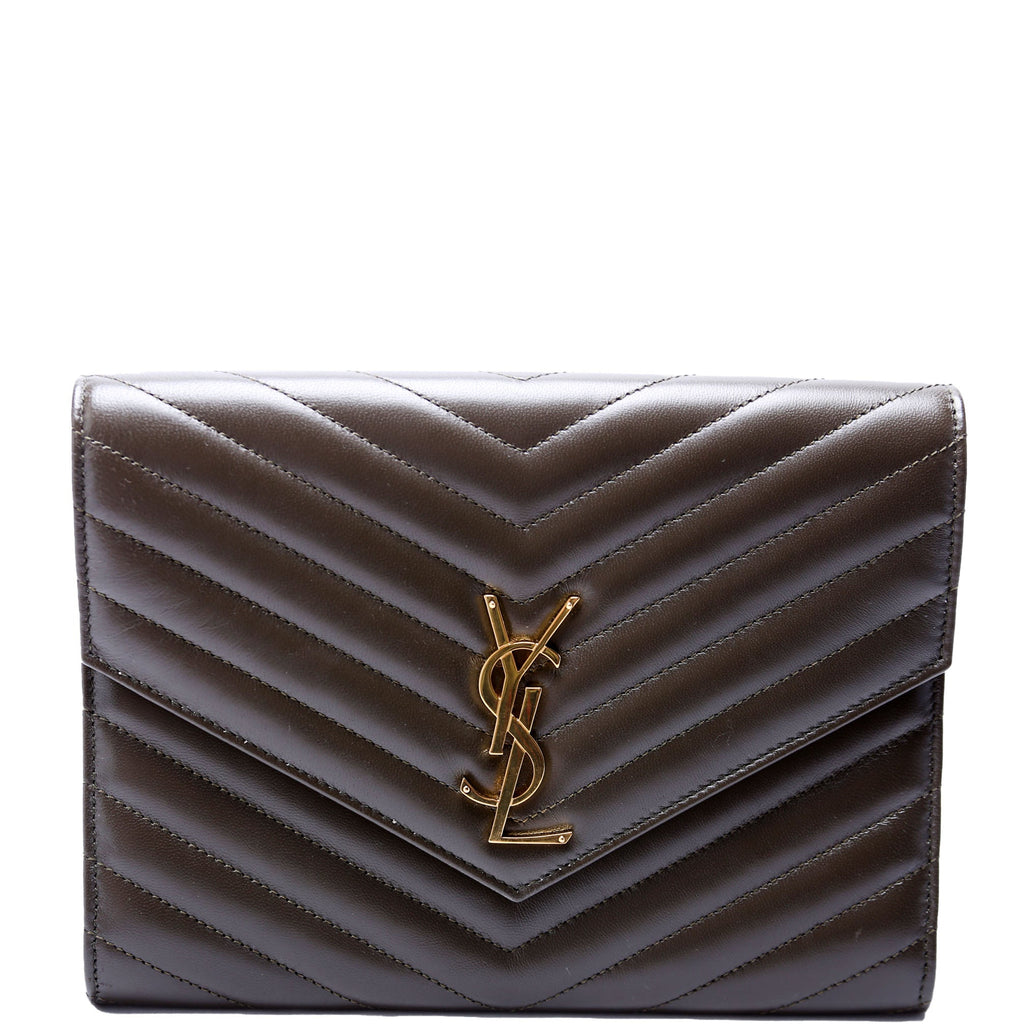 759533 Cassandre Matelasse Flap Pouch Brown